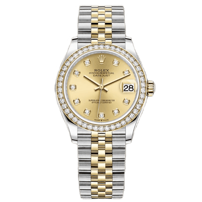 Rolex Lady-Datejust 31 Oystersteel And Yellow Gold Champagne Diamond Set Dial 279171