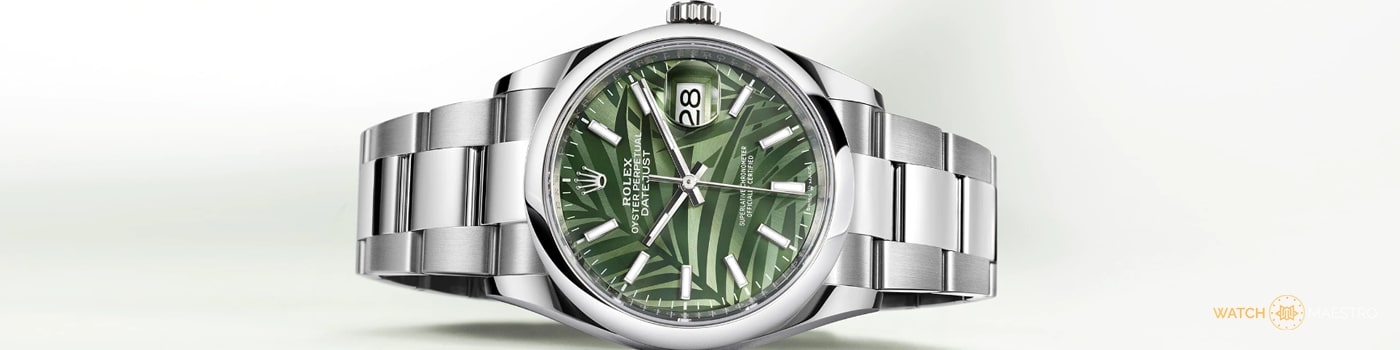 Rolex Datejust with a green dial